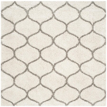 Safavieh 3 x 3 ft. Hudson Shag Power Loomed Square Area Rug; Ivory & Grey SGH280A-3SQ